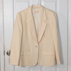 Vintage Pendleton Women's Wool Blazer Butter Yellow Cream Single Button Size 12
